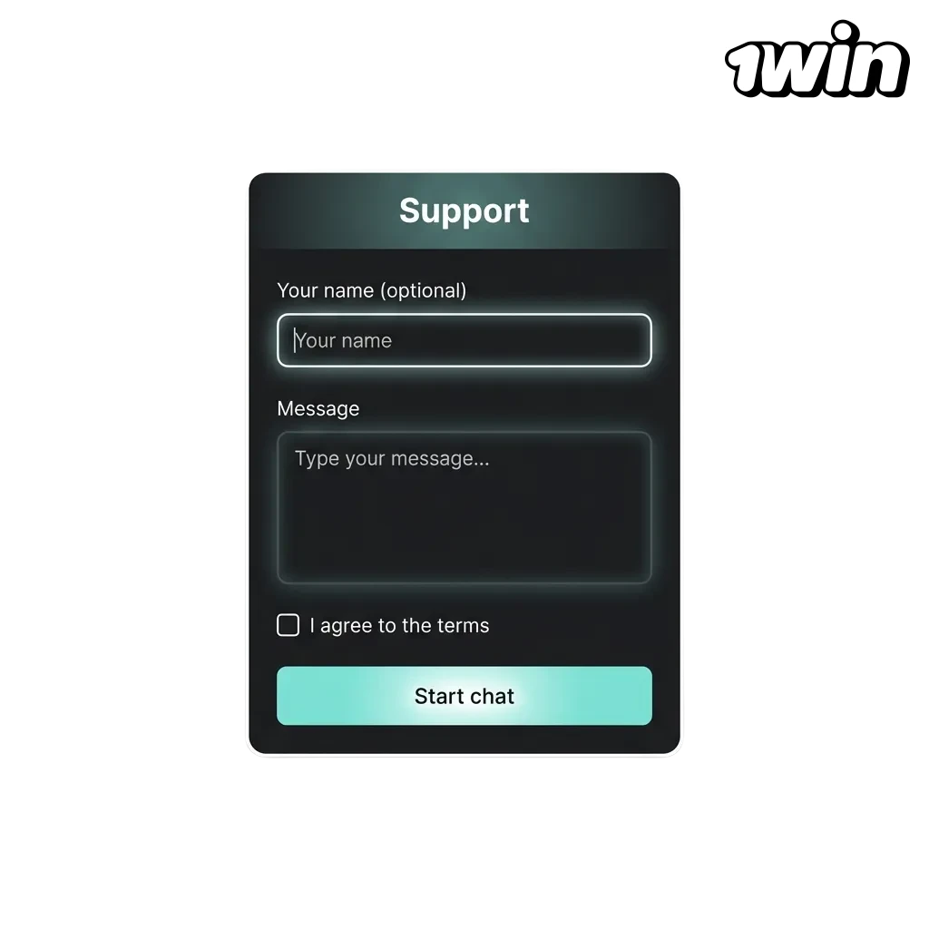 Página de contacto de 1win México mostrando opciones de soporte: chat en vivo, correo, teléfono y redes sociales